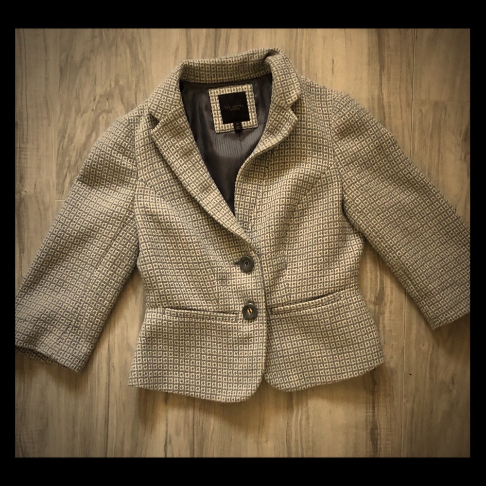 The Limited Cropped Grey Wool Blazer